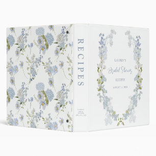 Elegant Dusty Blue Garden Bridal Shower Recipe Binder