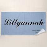 Elegant Dusty Blue Girls Gone Mild Bachelorette Beach Towel<br><div class="desc">Soft, oversized, and totally personalized — this solid dusty blue beach towel with shadow script lettering is the chicest addition to your bachelorette beach day or girls gone mild spa weekend. It’s giving luxury retreat. Pair with matching totes and tumblers perfect for gifting. || Click on "personalize this design" to...</div>