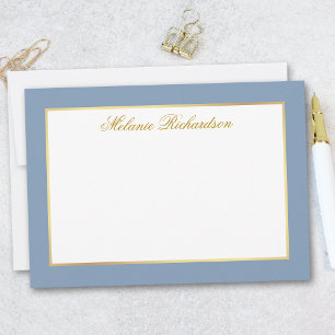 Elegant Dusty Blue Gold Frame - Choose Size - Card