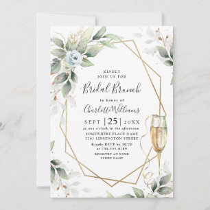 Elegant Dusty Blue Greenery Bridal Brunch Invitat Invitation