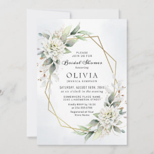 Elegant Dusty Blue Greenery Bridal Shower Invitation