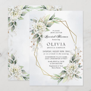 Elegant Dusty Blue Greenery Bridal Shower Invitation