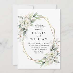 Elegant Dusty Blue Greenery ENGAGEMENT PARTY Invitation
