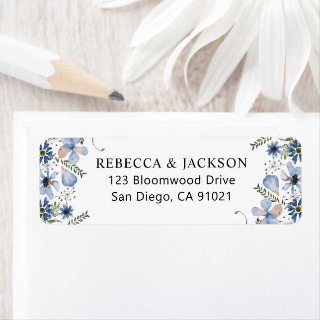 Elegant Dusty Blue Greenery Return Address Label (Insitu)
