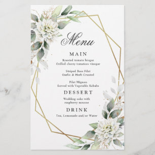 Elegant Dusty Blue Greenery Wedding Dinner Menu