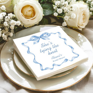 Elegant Dusty Blue Hand Drawn Bow Bridal Shower Napkin