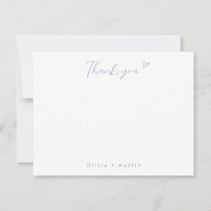 Elegant Dusty Blue Hand Drawn Bow Thank You Card
