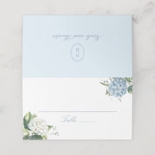 Elegant Dusty Blue Hydrangea Wedding Escort Card