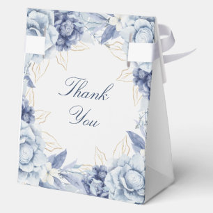 Elegant Dusty Blue & Light Blue Floral Wedding Favor Box