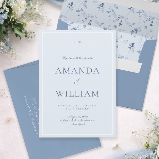Elegant Dusty Blue Minimal Wedding Invitation (Creator Uploaded)