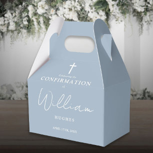 Elegant Dusty Blue Minimalist Confirmation Favor Box