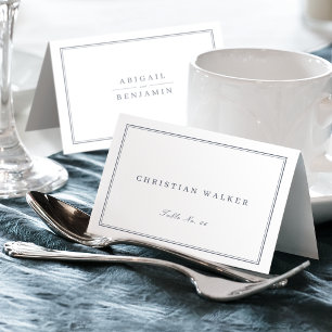 Elegant Dusty Blue Minimalist Foldable Place Card