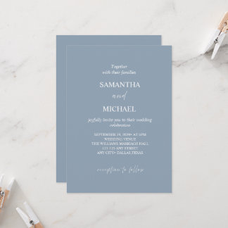 Elegant Dusty-Blue Minimalist Wedding Invitation