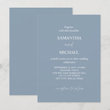 Elegant Dusty-Blue Minimalist Wedding Invitation