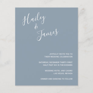 Elegant Dusty Blue Modern Budget Wedding Invite