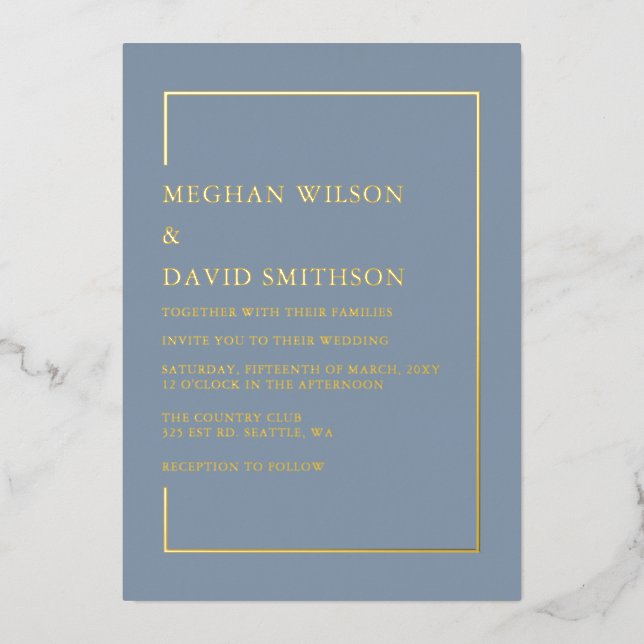 Elegant Dusty Blue Modern Wedding  (Front)