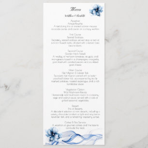 Elegant Dusty Blue Navy  Flowers Wedding  Menu