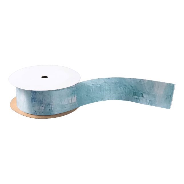 Elegant Dusty Blue Navy Wedding Watercolor Satin Ribbon (Spool)