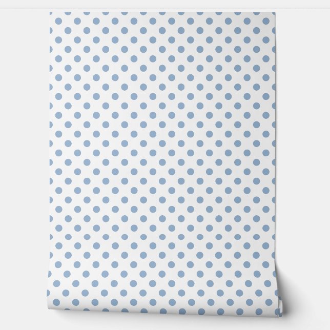 Elegant Dusty Blue Polka Dots Wallpaper (Unrolling)