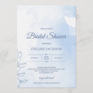 Elegant dusty blue powder watercolor classic invitation