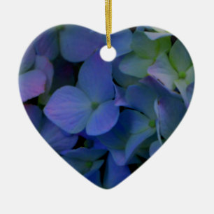 Elegant dusty blue purple floral ceramic ornament