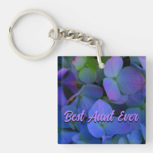 Elegant dusty blue purple floral keychain