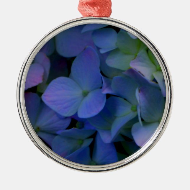 Elegant dusty blue purple floral metal ornament (Front)