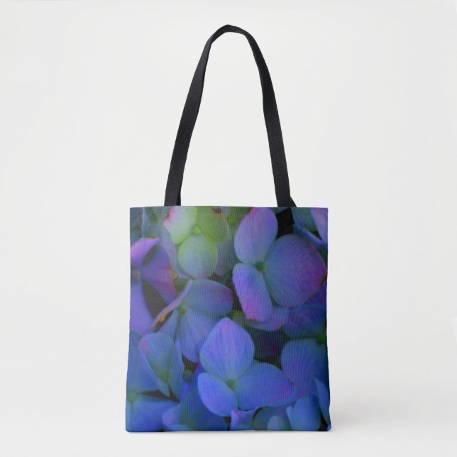 Elegant dusty blue purple floral tote bag (Front)