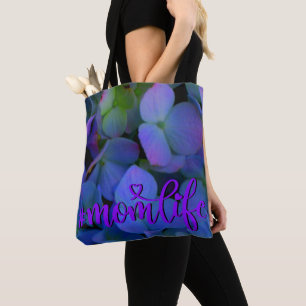 Elegant dusty blue purple floral tote bag