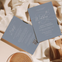 Elegant Dusty Blue QR Code All in one Wedding
