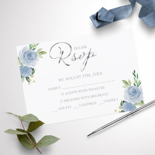 Elegant Dusty Blue Quinceanera RSVP Response Card