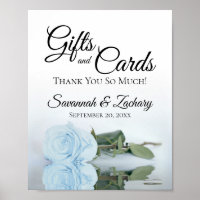 Elegant Dusty Blue Rose Gifts & Cards Wedding Sign