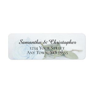 Elegant Dusty Blue Rose Wedding Return Address
