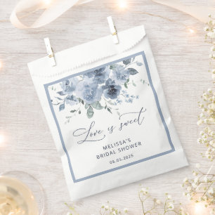 Elegant Dusty Blue Roses Bridal Shower Favour Bag