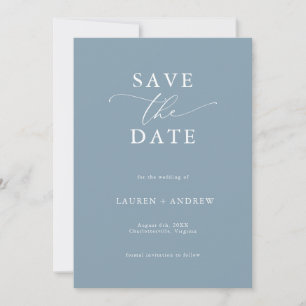 Elegant Dusty Blue Save the Date Invitation