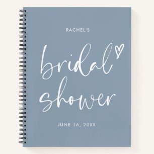 Elegant Dusty Blue Script Bridal Shower Gift List Notebook