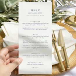 Elegant dusty Blue Script Double Side Wedding  Menu