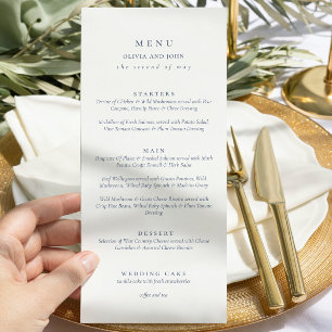 Elegant dusty Blue Script Double Side Wedding  Menu
