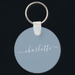 Elegant Dusty Blue Script Modern Name Personalized Keychain<br><div class="desc">Elegant Dusty Blue Script Name Personalized Keychain</div>