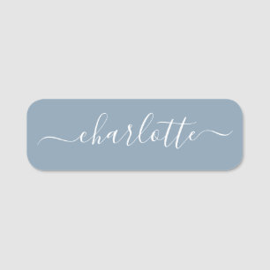 Elegant Dusty Blue Script Modern Name Personalized Tag