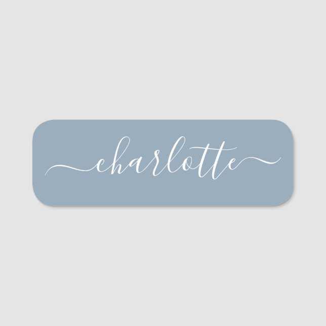 Elegant Dusty Blue Script Modern Name Personalized Tag (Front)