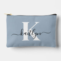Elegant Dusty Blue Script Monogram