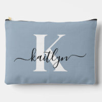 Elegant Dusty Blue Script Monogram