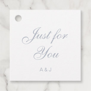 Elegant Dusty Blue Script Wedding Favour Tags