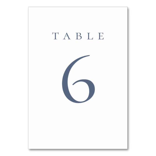 Elegant Dusty Blue Script Wedding Table Number (Front)