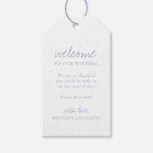 Elegant Dusty Blue Script Wedding Welcome Gift Tag