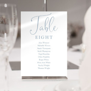 Elegant Dusty Blue Seating Chart Table Number