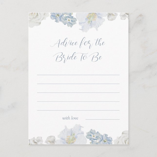 Elegant Dusty Blue Shower Advice To The Bride Postcard (Front)