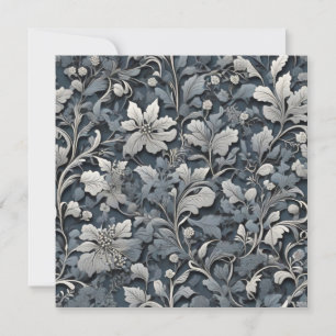 Elegant dusty blue silver white grey floral invitation