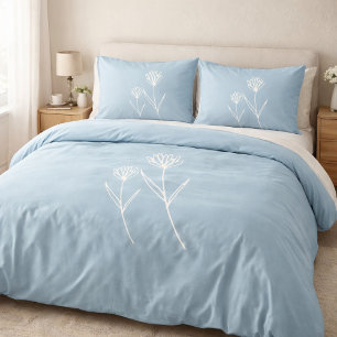 Elegant Dusty Blue Simple Flower Pillowcase